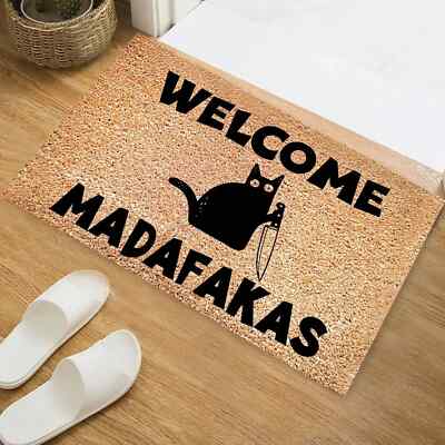 Dark Cat Welcome Madafakas Full Print Doormat Fun Doormat Home Decor Kitchen Bat