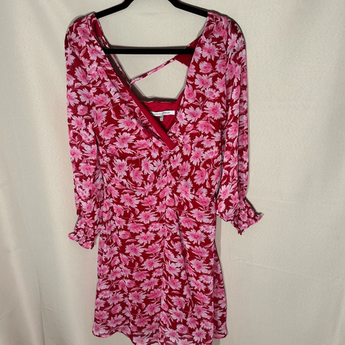 NWOT Julia Jordan Red Pink Chiffon V-Neck Long-Sleeve Dress Size 6 - Picture 5 of 14