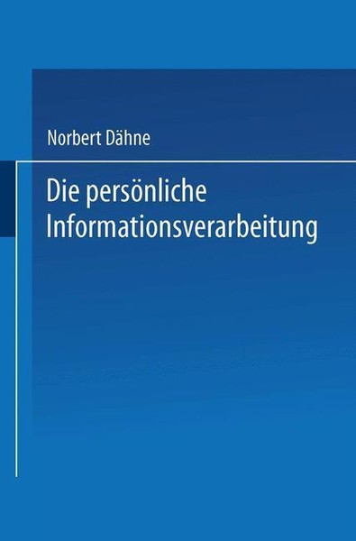 Die PersöNliche Informationsverarbeitung | Buch | 9783409188425-image