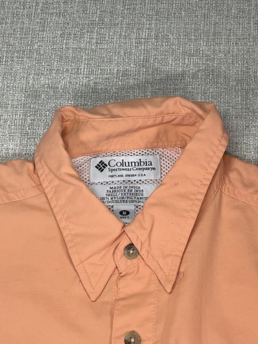 Columbia Shirt Adult Medium Pink Button Up Short Sleeve Outdoors Classic Mens - Picture 4 of 7