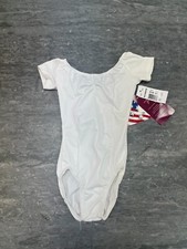 NEW WITH TAGS Motionwear Short Sleeve White Leotard Style 2149 SC