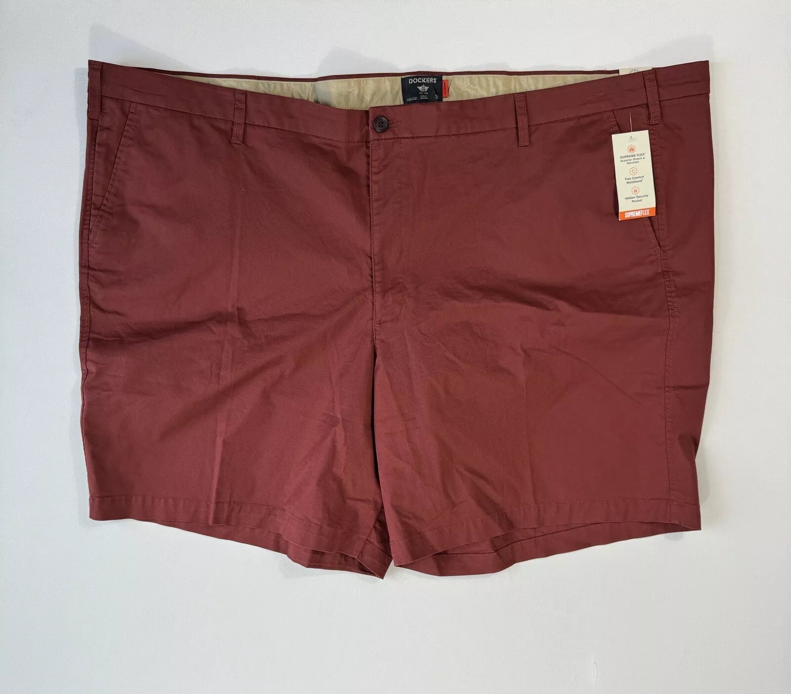 Short Dockers homme 58x9 Ultimate neuf avec étiquette moderne décontracté Supreme Flex décontracté rouge