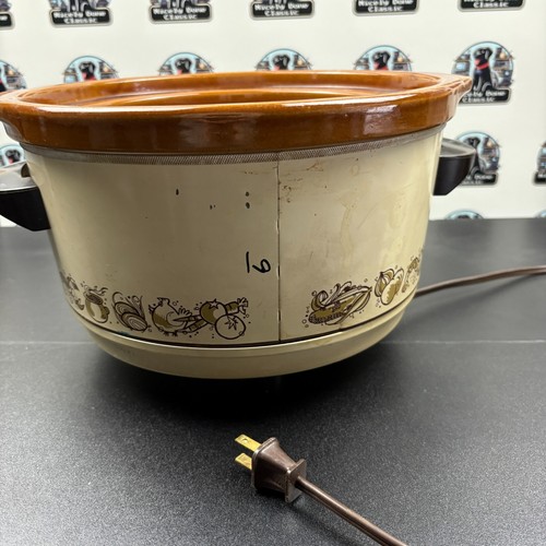 Vintage Rival Crock-Pot Slow Cooker Avocado Floral 3-Qt Manual Dial Tested Works - Picture 6 of 8