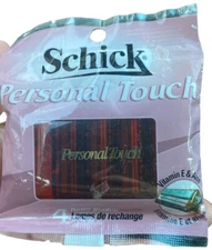 Schick Personal Touch Razor Refill Blades 4 Pack Vitamin E & Aloe NEW Unopened