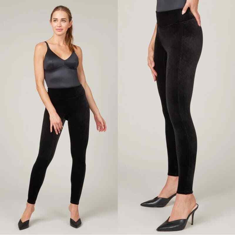 NWT Spanx Velvet Leggings Black 2070 MSRP $98 Size Medium Power Waistband - Main Image