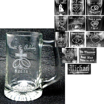 Case of 12 Personalized 25oz Glass Mugs Custom Engraved Wedding Party Gifts - Photo 1/4