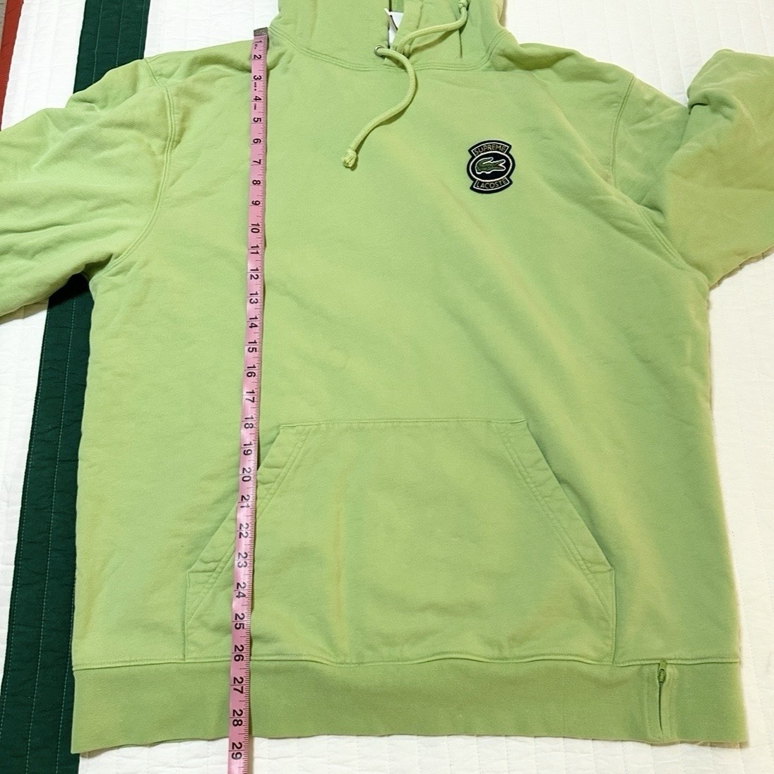 Supreme x Lacoste LIVE Hoodie SS18 Patch Logo Side Zip Pocket Green Men’s Sz XL thumbnail 12