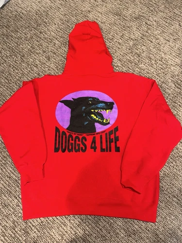 Sweat à capuche Supreme Doggs 4 Life rouge taille L neuf sans étiquette rare logo boîte