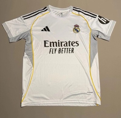 Adidas Real Madrid Fußball-Trikot Slim Fit weiß Emirates Fly Better kurzarm M