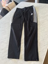 Adidas AEROREADY Track Pants Youth Large 13-14Y Black White Stripes Slim Fit NWT
