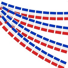 Patriotische Wimpelkette mit 30 französischen Flaggen für Feste und Partys