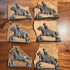 Soldatini giocattolo vintage piombo cavalleria cavallo figure x6 semipiatti double face anni 50
