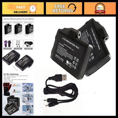 5000mAh 7.4V Li-Polymer Rechargeable Battery Pack for Heated Gear & Clothing