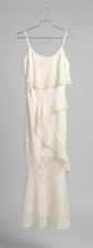 Boohoo NWT Cream Ruffle Chiffon Maxi Dress Size US 4