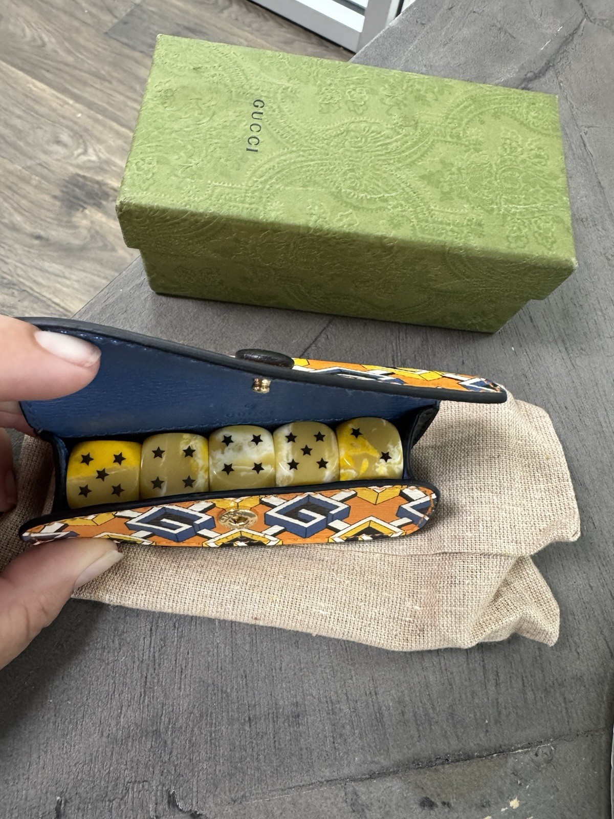 Gucci Collectible Yellow Dice Set Designer Case Original Box thumbnail 4