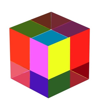 CMY Mixing Color Cube 50mm (2.0 inch) Colorful Acrylic CMYcube Prism for Hom
