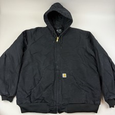 Carhartt Black Quilt Lined Active Hooded Zip Jacket Duck Canvas J140 106673 3XL