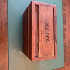 Wooden Brown Rectangular Lidded Recipe Box fo...