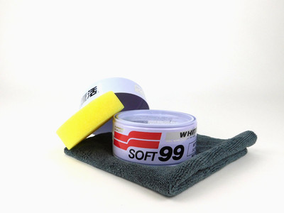 Soft99 White Soft Wax 350g helle Autolacke Versiegelung Lack Microfasertuch