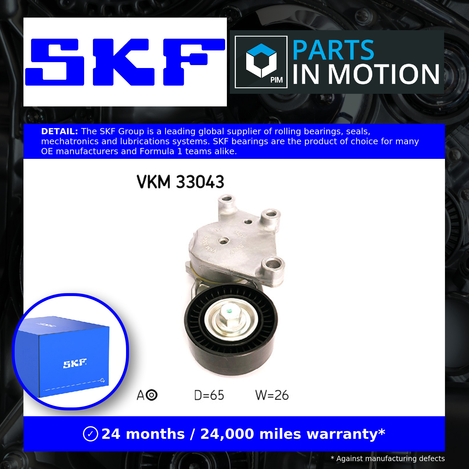 Aux Belt Tensioner fits PEUGEOT Drive V-Ribbed SKF 1613837980 575186 Quality New