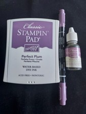 Stampin'Up Classic PERFECT PLUM Ink Pad, Reinker Marker- Retired/Used