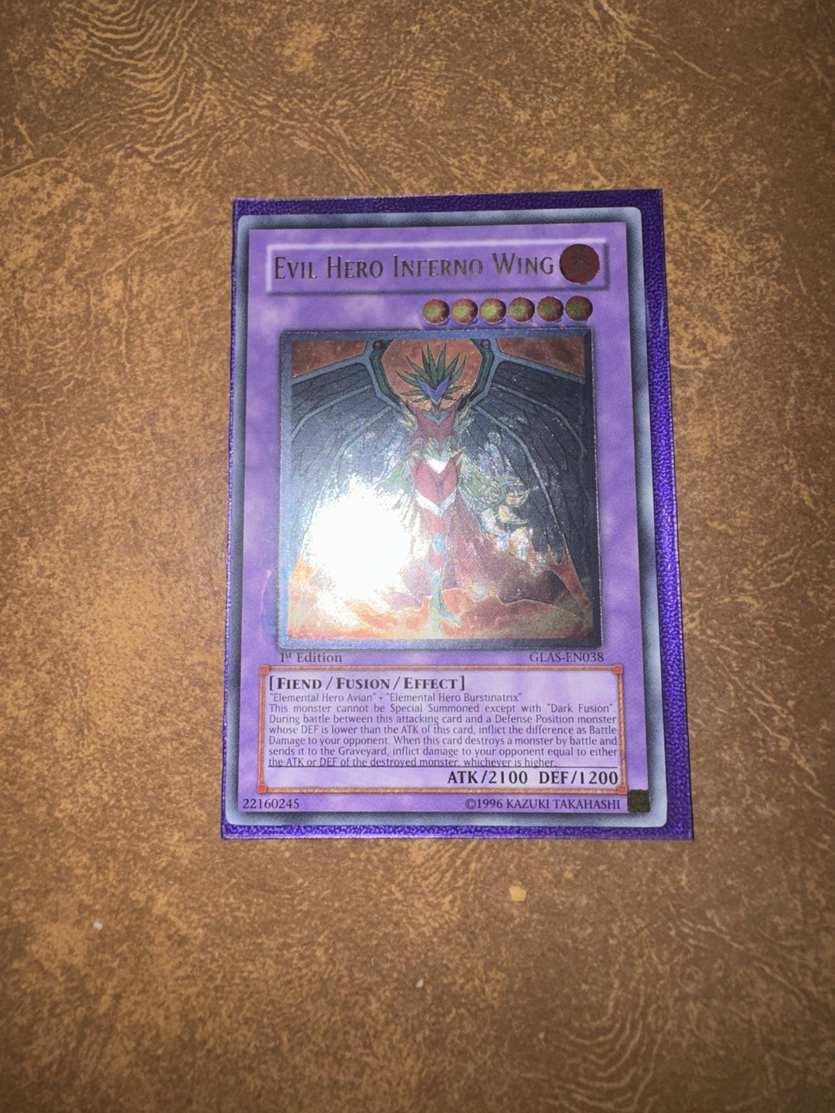Konami Yu-Gi-Oh! Evil Hero Inferno Wing UTR GLAS-EN038 1st Ed Ultimate RareNm