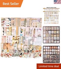 200pcs Vintage Junk Journal Kit - Nature Themed Scrapbooking Paper  Stickers