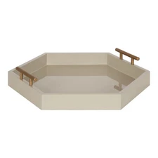 Kate and Laurel Lipton Modern Hexagon Tray, 18x18, Sand, Midcentury Decorative--