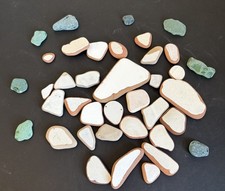 Vintage Sea TILE Glass  Pottery Surf-Tumbled From Italy Beachcomber 38 Pc