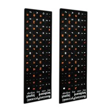 2Pack Plastic Russian Standard Keyboard Sticker Decoration White Yellow Letter