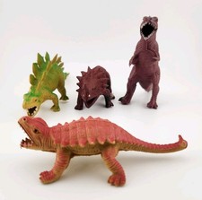 Assorted Dinosaur Toy Figures Mini Miniature Figurines Lot Of 4 T-rex Stego 