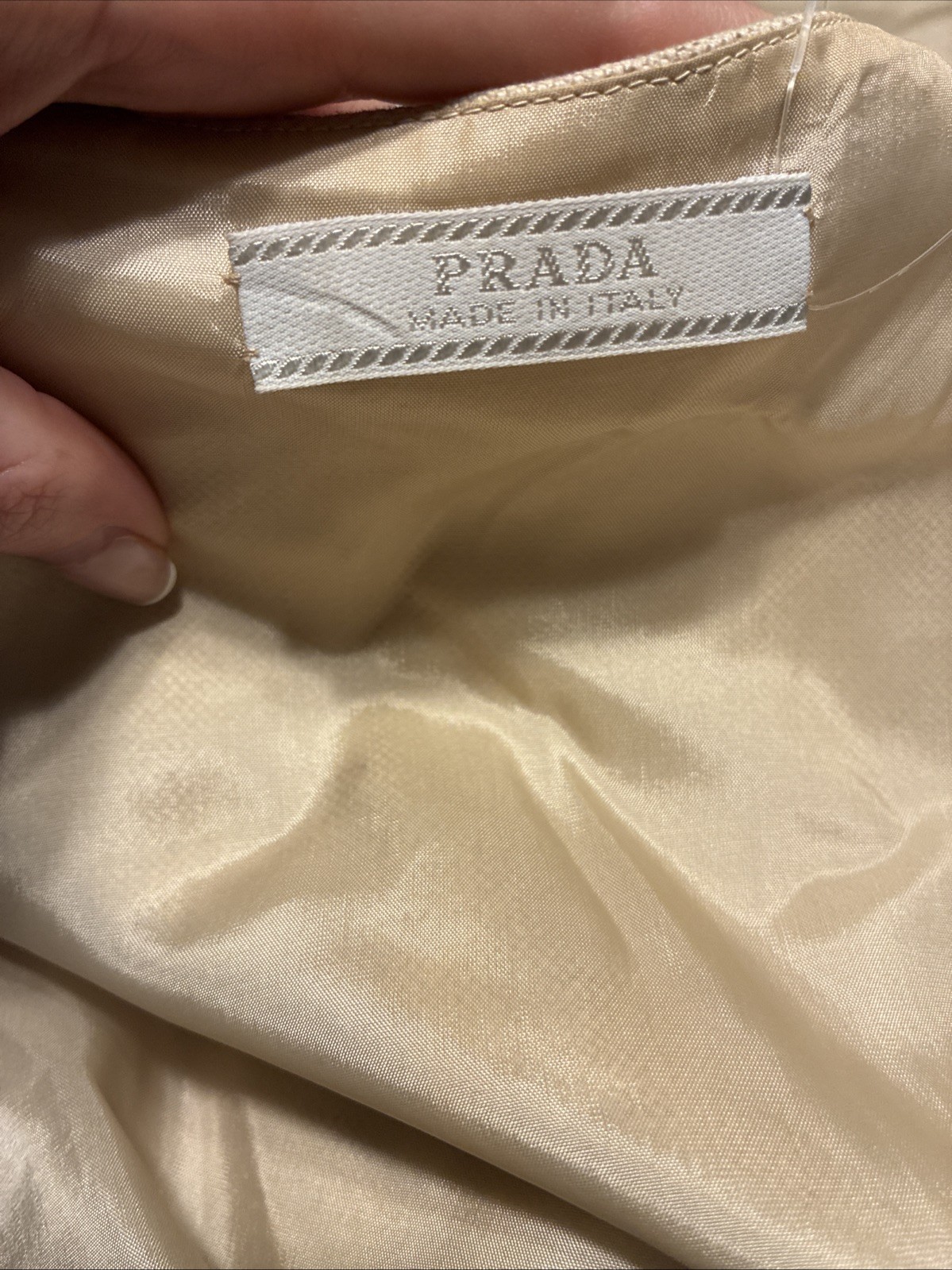 Prada Authentic Solid Light Beige Linen Cotton Ta… - image 3