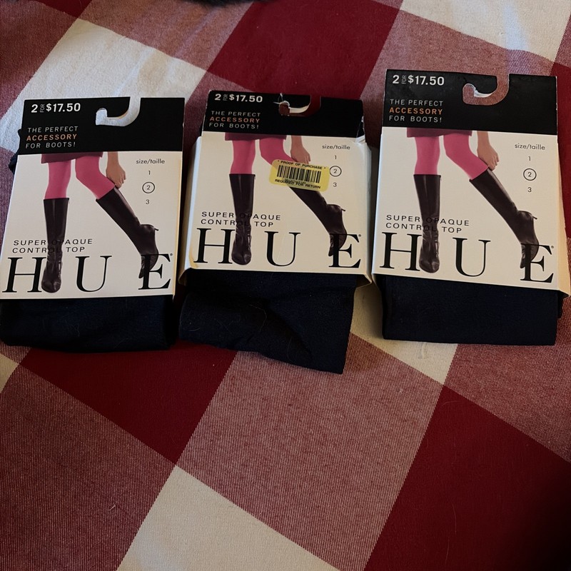 Hue Lot Of 3  Opaque Control Top Tights Size 1  Navy blue
