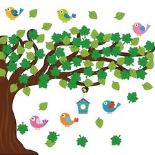 58 PCS Classroom Tree Bulletin Board Set Cutouts Border Leaves Bird House