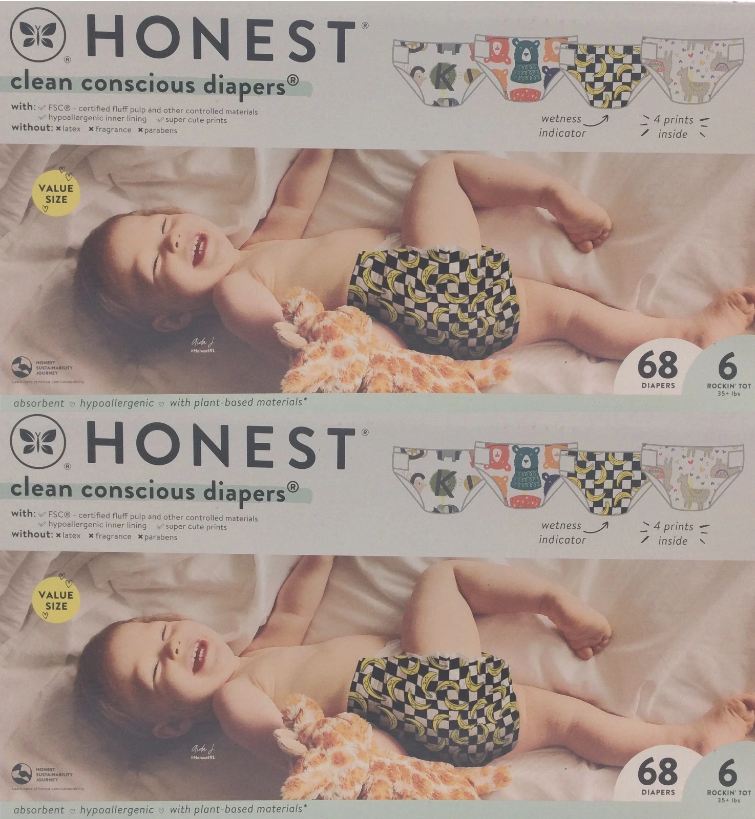 The Honest Company Clean Four Print Pack, Size 6 Count, 136 Diapers🌟FREE SHIP🌟
Opens in a new wind