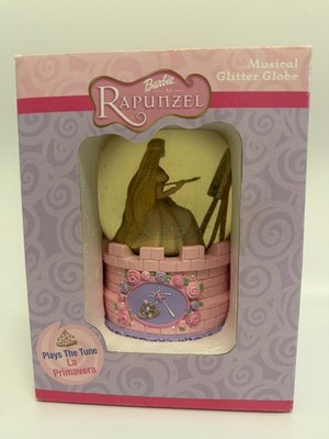 RARE Barbie as Rapunzel Musical Glitter Snowglobe Painting Scene La Primavera  