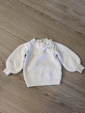 Janie and Jack Baby Girls Cream Bow Sweater 12-18 months Bubble Sleeve Shirt