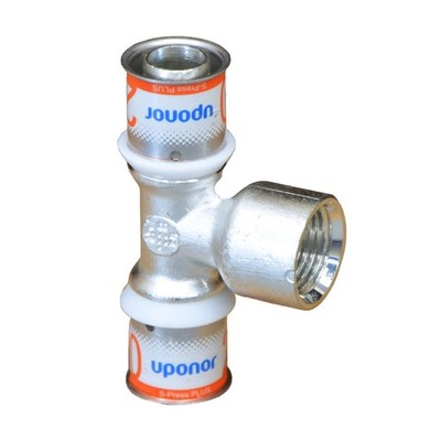 Uponor S-Press PLUS MLC T-Stück mit IG 20mm x 1/2'' x 20mm
