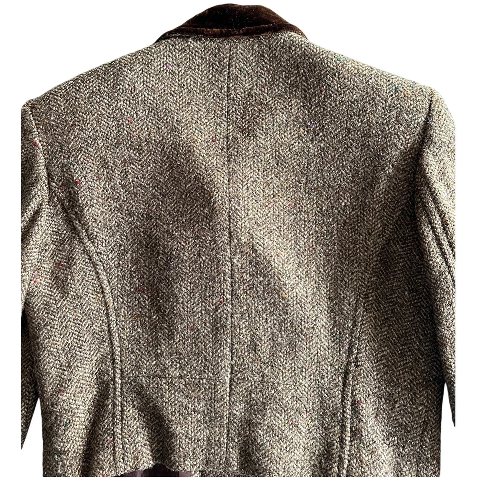 Conjunto de Traje Express De Colección Años 90 Mezcla de Lana Doble Pecho Falda Envolvente Tweed Marrón S Foto 4 de 4
