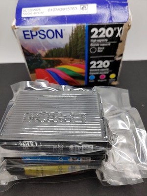 Epson 220XL Black 220 Cyan Magenta Yellow Ink Set Open Box