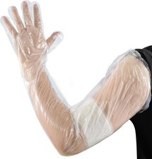 50Pcs Veterinary Inseminat Rectal Long Gloves Disposable Plastic Full