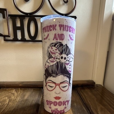 Halloween Thick Thighs Spooky Vibes Insulated Tumbler With Lid 20oz