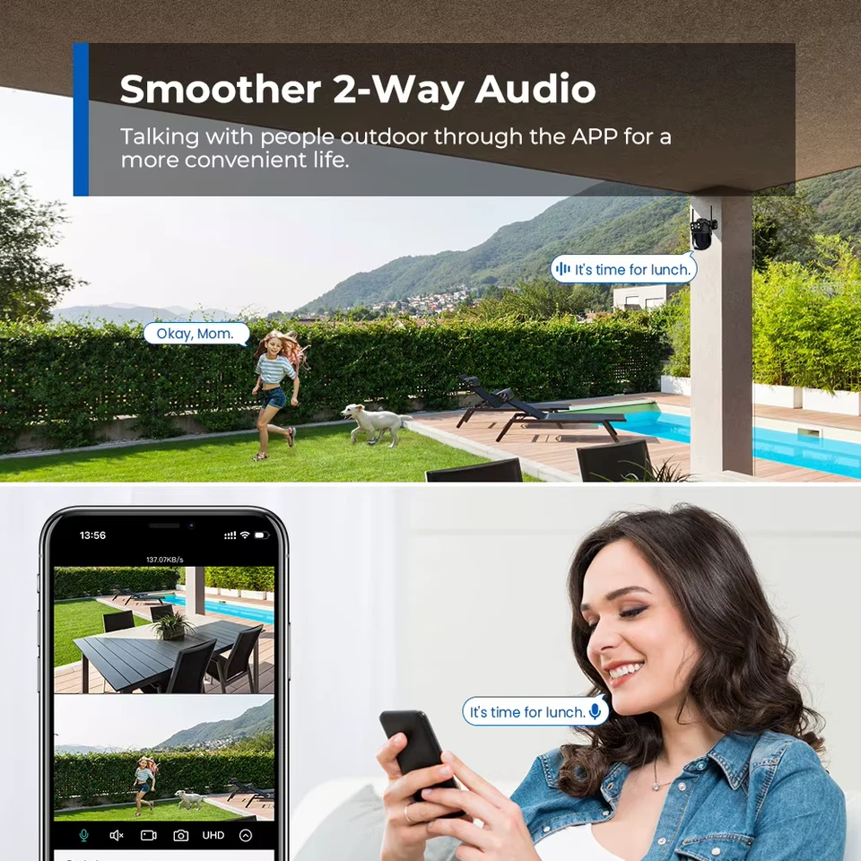 9MP Dual Screen Wifi Camera PTZ 8X Digital Zoom Color Night Vision Outdoor Secur - Image 4 of 4