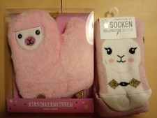 Kuschel Set Lama  rosa Socken 35 - 42 + Kirschkernkissen  neu OVP  2 x vorhanden
