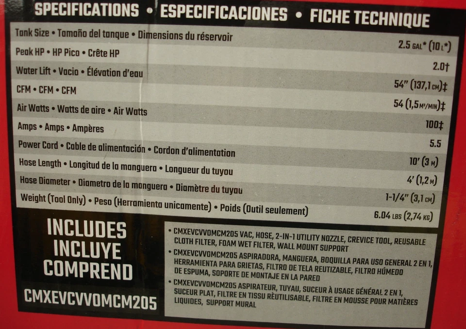 CRAFTSMAN 2.5-Gallons 2-HP Corded Wet/Dry Shop Vacuum with Accessories Included - Image 4 of 4