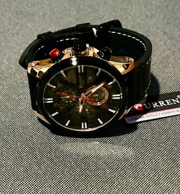 Authentic Curren, Black, Rose, Black Mens 49mm Chrono B&P