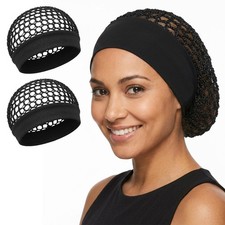 2 Pack Hair Nets for Sleeping , Stretchy Knit Mesh Hair Net No Marks