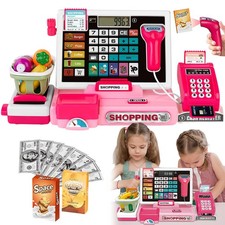 Kinder Registrierkasse Rosa mit Scanner POS Lernspielzeug Kaufladen 2026 Neu