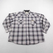 West Coast Choppers Shirt Mens XL Gray Plaid Flannel Western Jesse James Biker