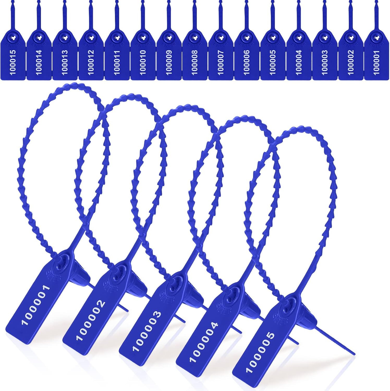 Etichette di sicurezza numerate blu 100 x 25 cm - guarnizioni di sicurezza in plastica a tenuta stagna